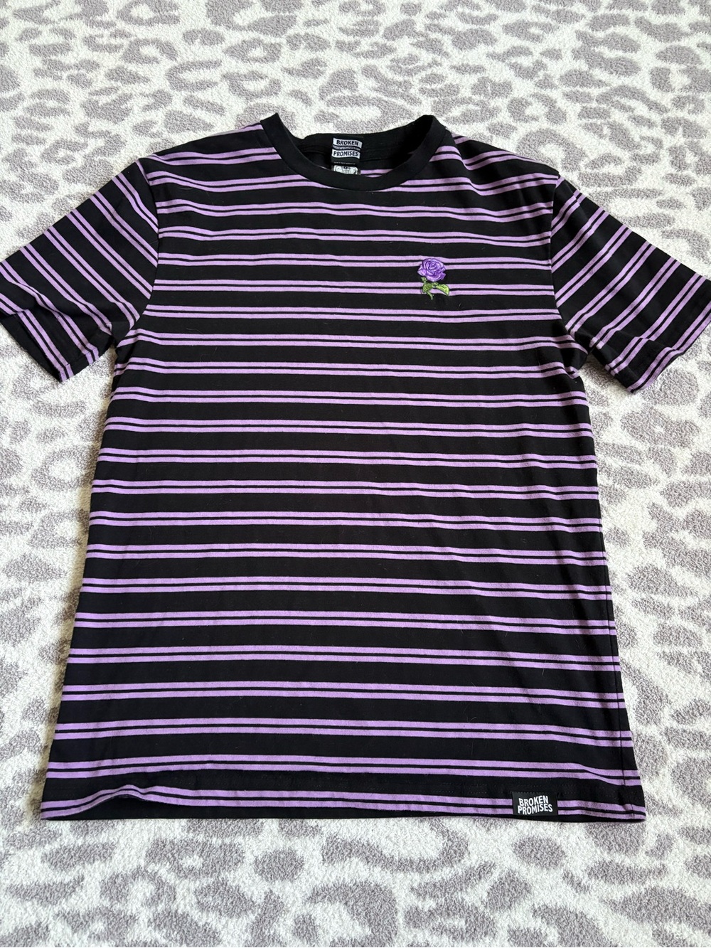 mens broken promises striped tee